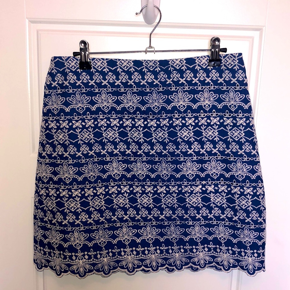 Royal Blue with White Embroidered Design Skirt